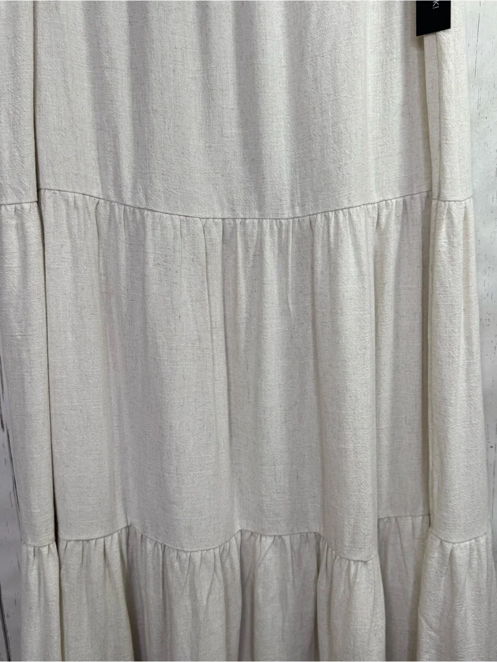 Rachel Zoe Cream Linen Blend Tiered Maxi Skirt Size XL Boho Cottagecore Coastal